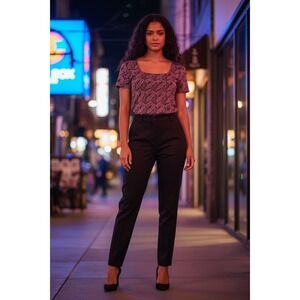 J.B.S. Ltd Blouse Women Medium Pink Black Excellent Vintage Art Deco Metallic